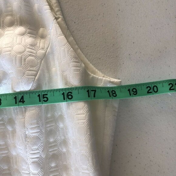 Antonio Melani Women's Size 10 Ivory Sheath Lined Dress Lattice Beaded Neckline - Picture 8 of 12